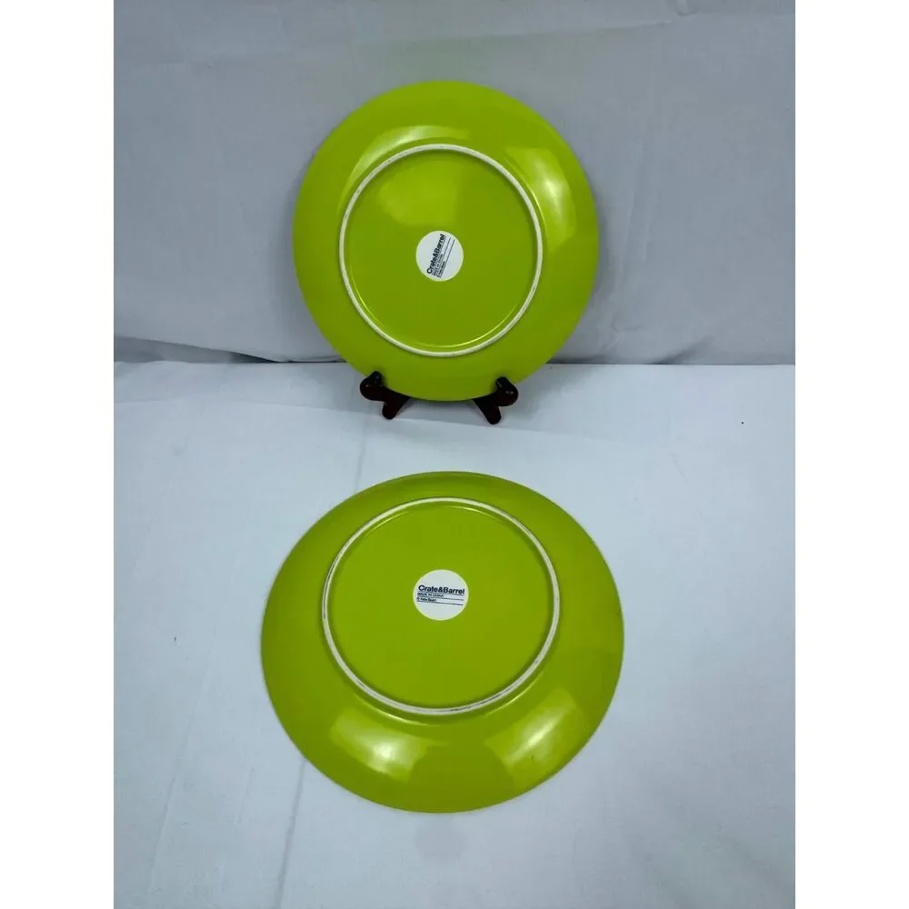 2 Crate & Barrel CHASE Salad Plates Kate Spain Lime/Green 8 1/2
